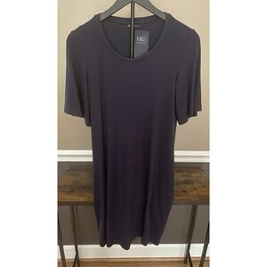 M&S Collection Jersey T-shirt Midi Dress Navy Short Sleeves Round Neck US Size 6